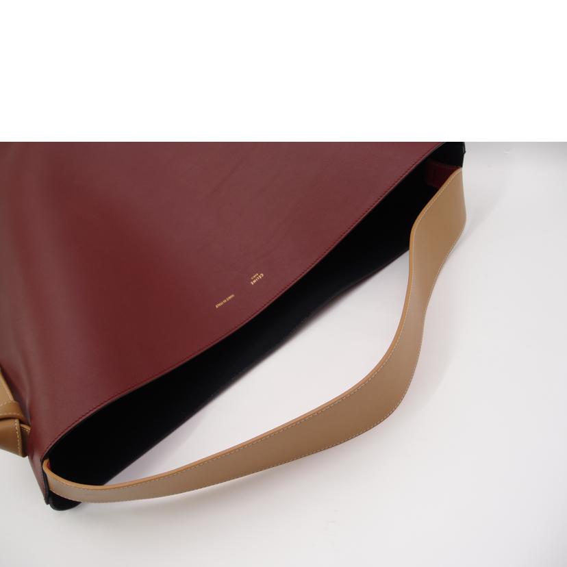 CELINE セリーヌ ワンショルダー 肩掛け ビッグサイズ レザー トリコロール 縦46cm 横35cm/ツイステッドカバ・ラージサイズ/スムースカーフスキン//S-CE-0147/Aランク/69
