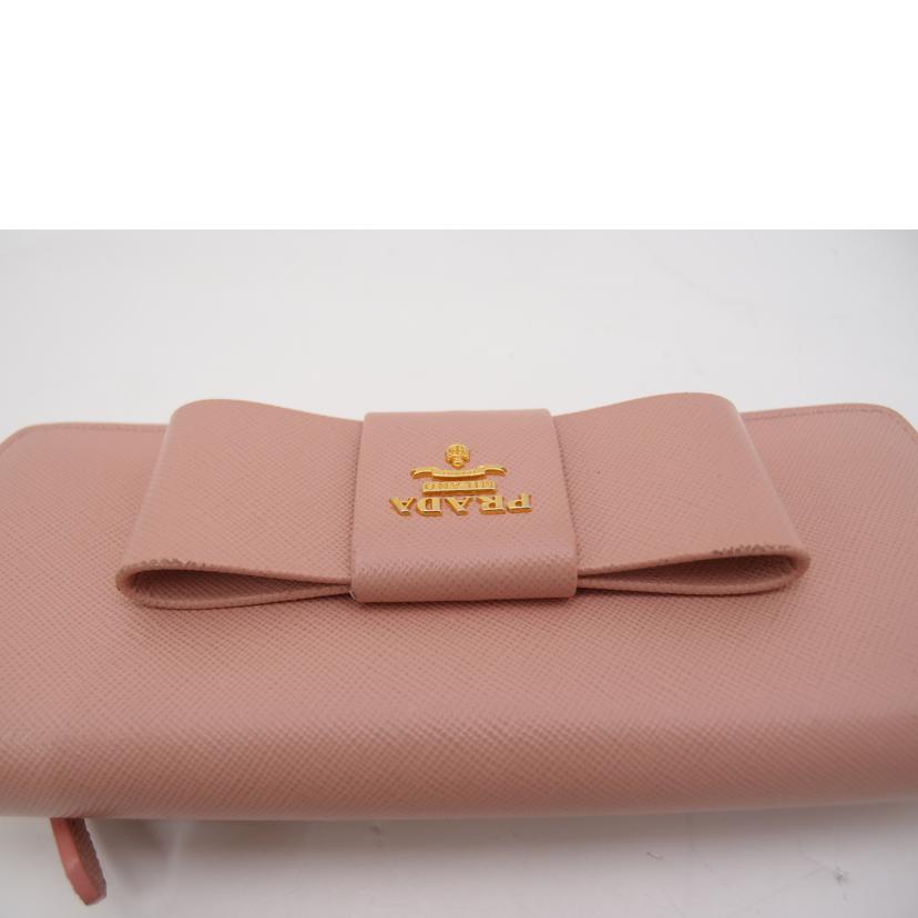 PRADA プラダ/サフィアーノリボン・ツインホック長財布/ピンク/1MH132//64/ABランク/69