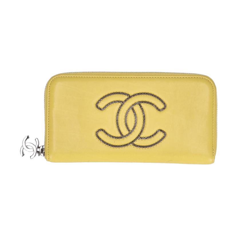 CHANEL シャネル/レザーラウンドジップ長財布/イエロー//113*****/Aランク/75