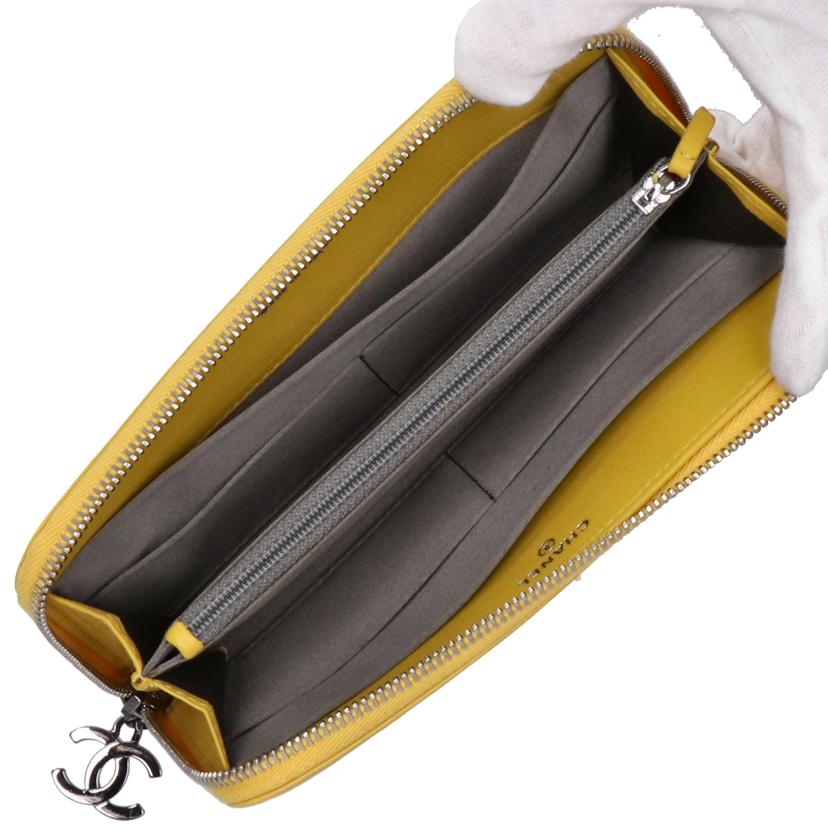 CHANEL シャネル/レザーラウンドジップ長財布/イエロー//113*****/Aランク/75