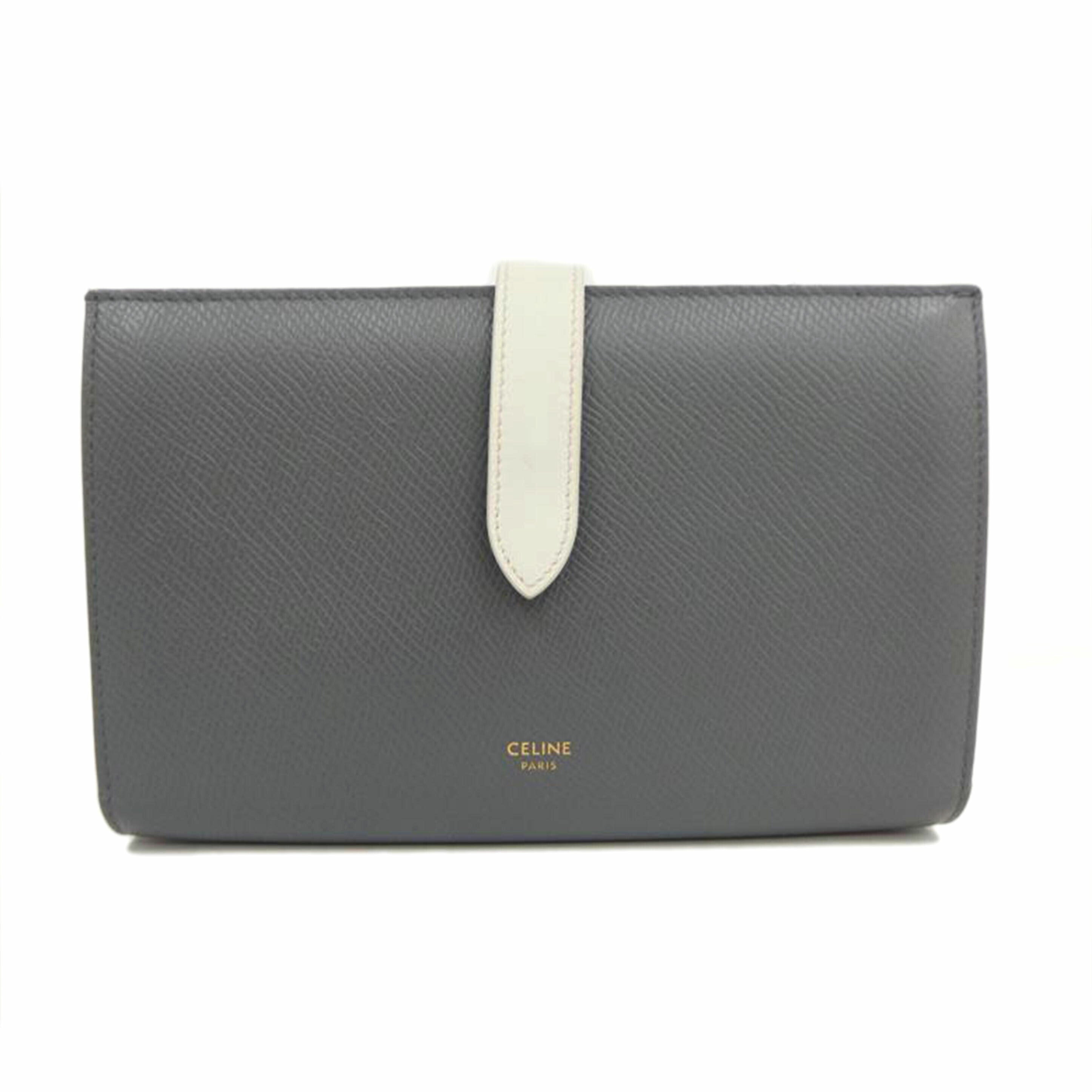 CELINE セリーヌ/レザー二つ折り長財布/グレー//Bランク/82