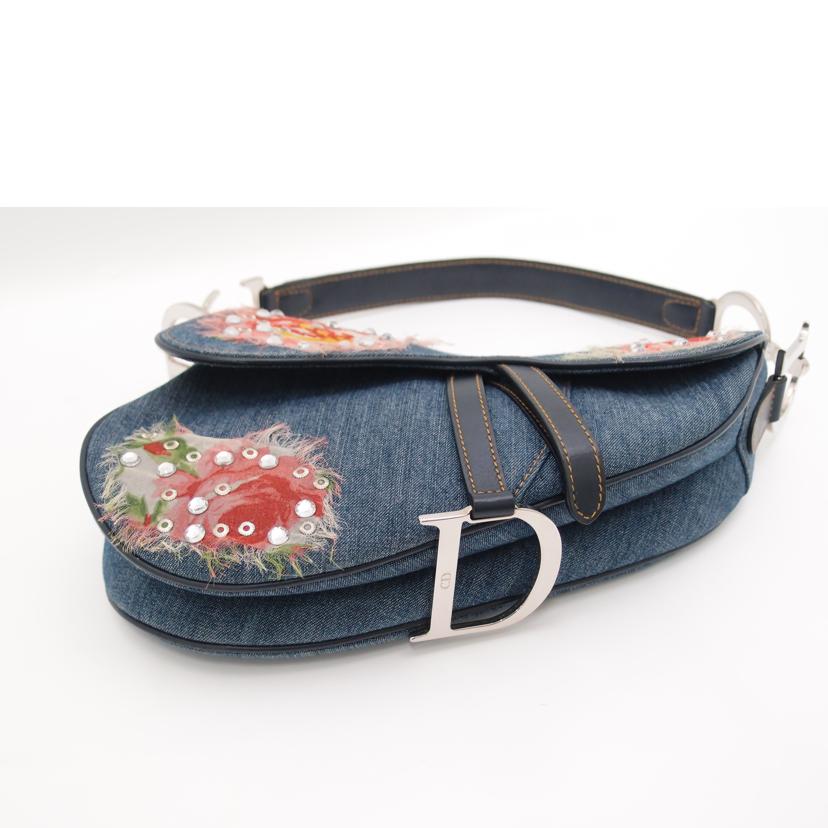 Christian Dior クリスチャン・ディオール ハンドバッグ /ラインストーン・サドルバッグ/ブルーデニムフローラル//01RU1014/Aランク/69
