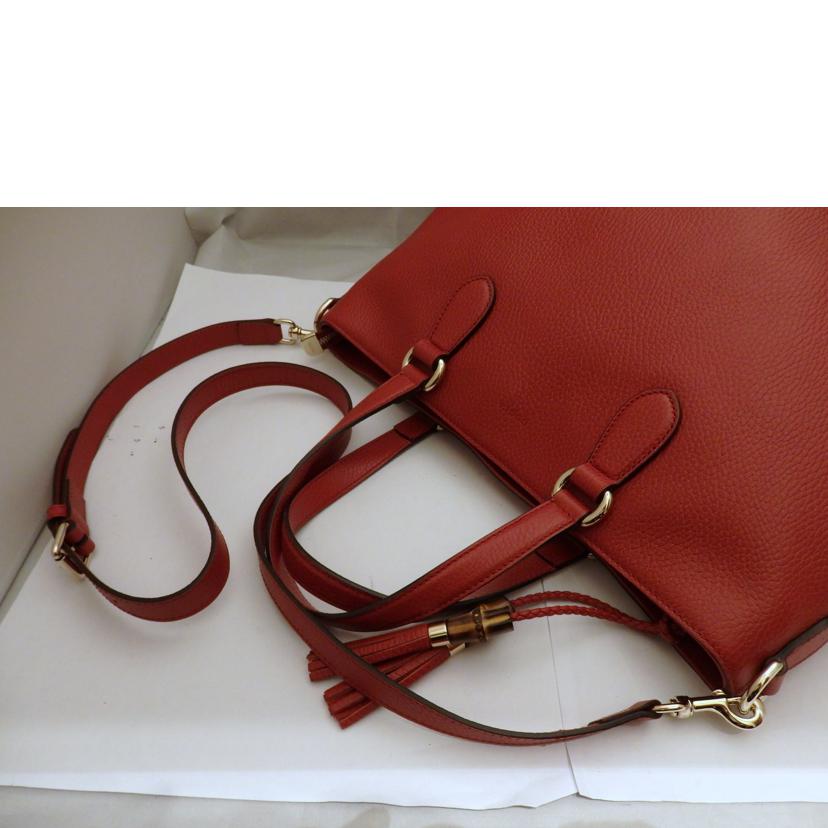 GUCCI グッチ/バンブーフリンシ2Way゙レザートート/赤/449643//525040/ABランク/95