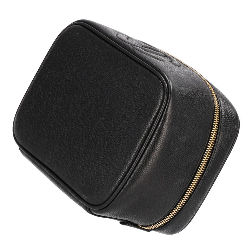 CHANEL シャネル 化粧ポーチ メイクポーチ レディース ブラック ゴールド/キャビアスキンバニティハンドポーチ/A01997//3876786/Bランク/75