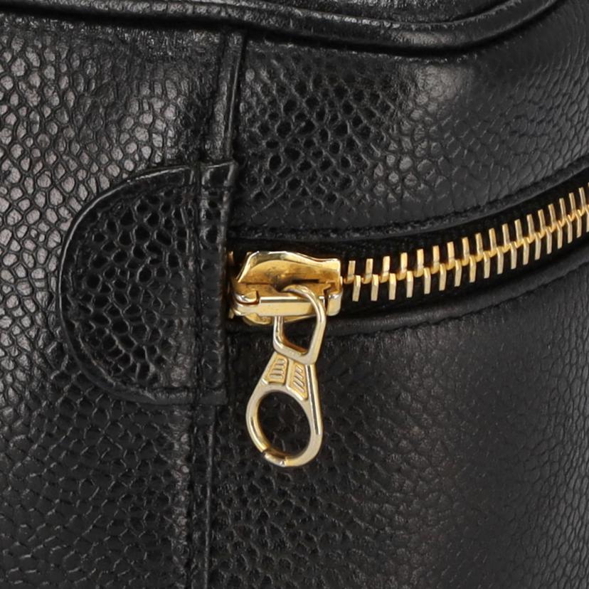 CHANEL シャネル 化粧ポーチ メイクポーチ レディース ブラック ゴールド/キャビアスキンバニティハンドポーチ/A01997//3876786/Bランク/75