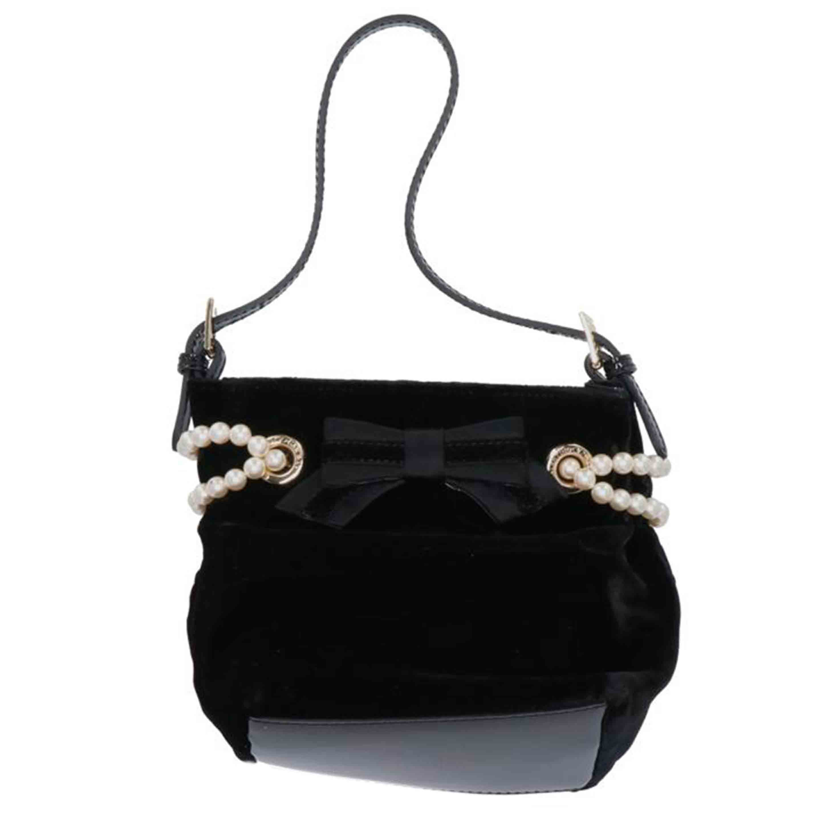 VALENTINO ﾊﾞﾚﾝﾁﾉ VALENTINO ベロア×パールリボンデザイン  