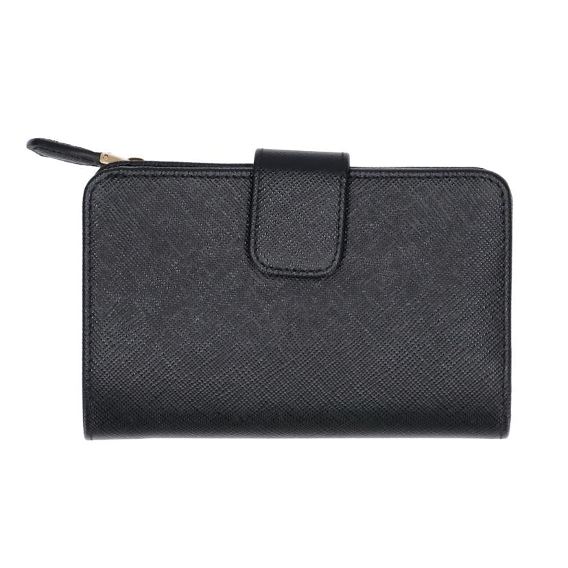 PRADA プラダ 財布 小物 二つ折り財布 レザー レディース ブラック ゴールド/サフィアーノメタルコーナージップウォレット/1ML225//107J/Aランク/75