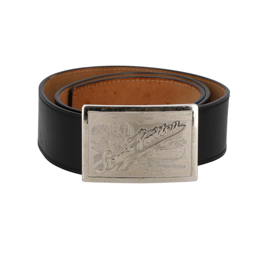 LV ルイヴィトン LOUISVUITTON ジーンズベルト サンチュール レザーブラック シルバー金具 メンズ/サンチュールジーンズ/バックル/M6812//CA0***/Bランク/75