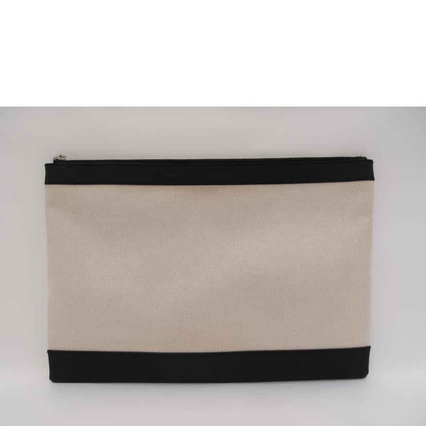 BALENCIAGA バレンシアガ クラッチバッグ セカンドバッグ コットン レザー 黒/ネイビークリップL/ナチュラル×ブラック/373840//ABランク/69