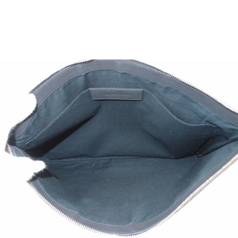 BALENCIAGA バレンシアガ クラッチバッグ セカンドバッグ コットン レザー 黒/ネイビークリップL/ナチュラル×ブラック/373840//ABランク/69