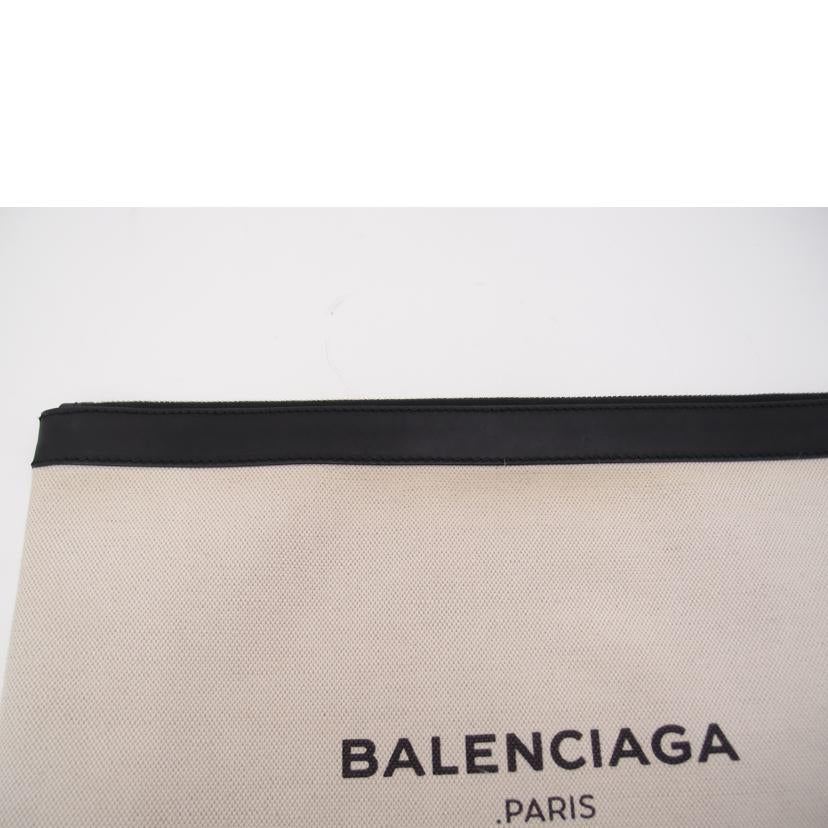 BALENCIAGA バレンシアガ クラッチバッグ セカンドバッグ コットン レザー 黒/ネイビークリップL/ナチュラル×ブラック/373840//ABランク/69