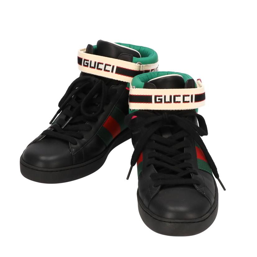 GUCCI グッチ/エースストライプハイカットスニーカー BLK/523472//03Z/ABランク/75