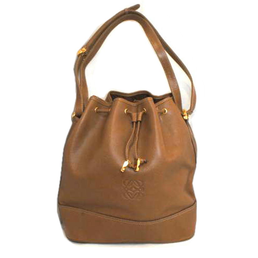 LOEWE ロエベ/ビンテージレザーバケットショルダーブラウン//ABランク/92
