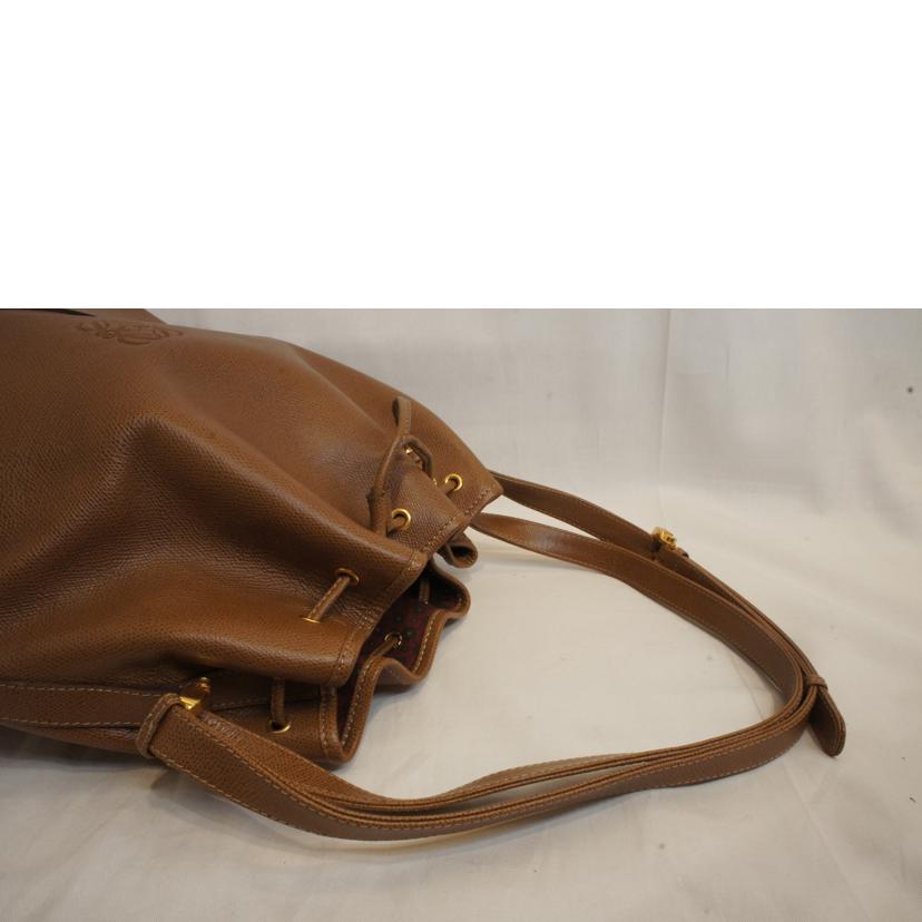 LOEWE ロエベ/ビンテージレザーバケットショルダーブラウン//ABランク/92