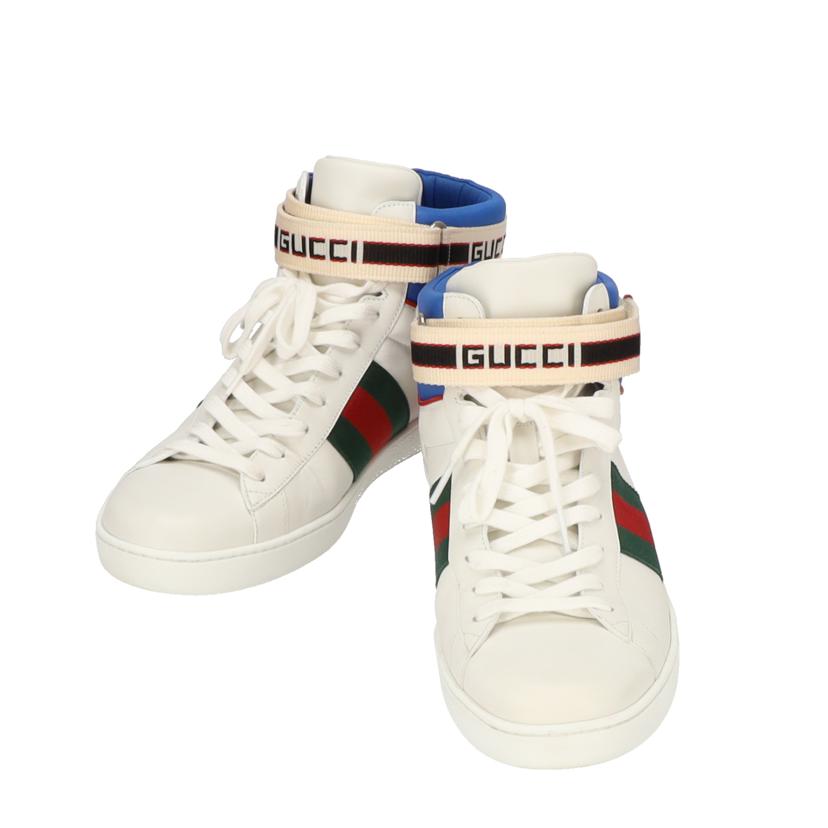 GUCCI グッチ/エースストライプハイカットスニーカー WHT/523472//03L/ABランク/75