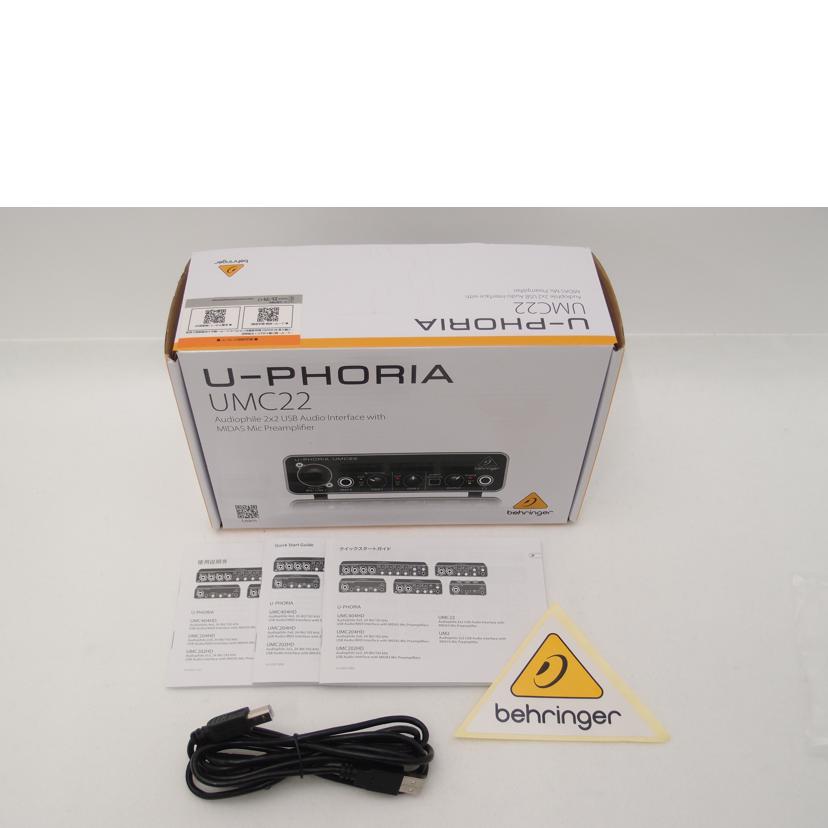 BEHRINGER ベリンガー/オーディオインターフェース/UMC22 U-PHORIA//11875AUX/Aランク/69