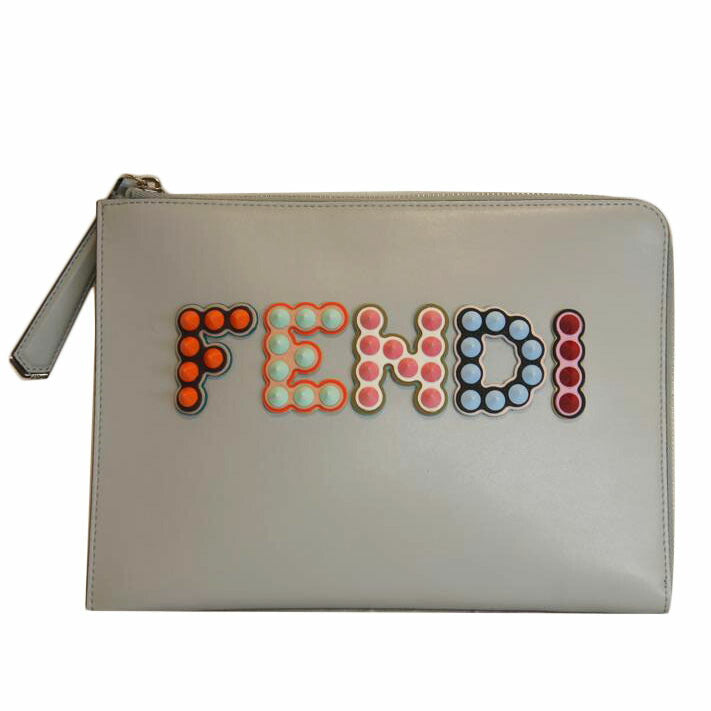 FENDI フェンディ/スタッズロゴレザークラッチバッグ/8M0363//ABランク/92