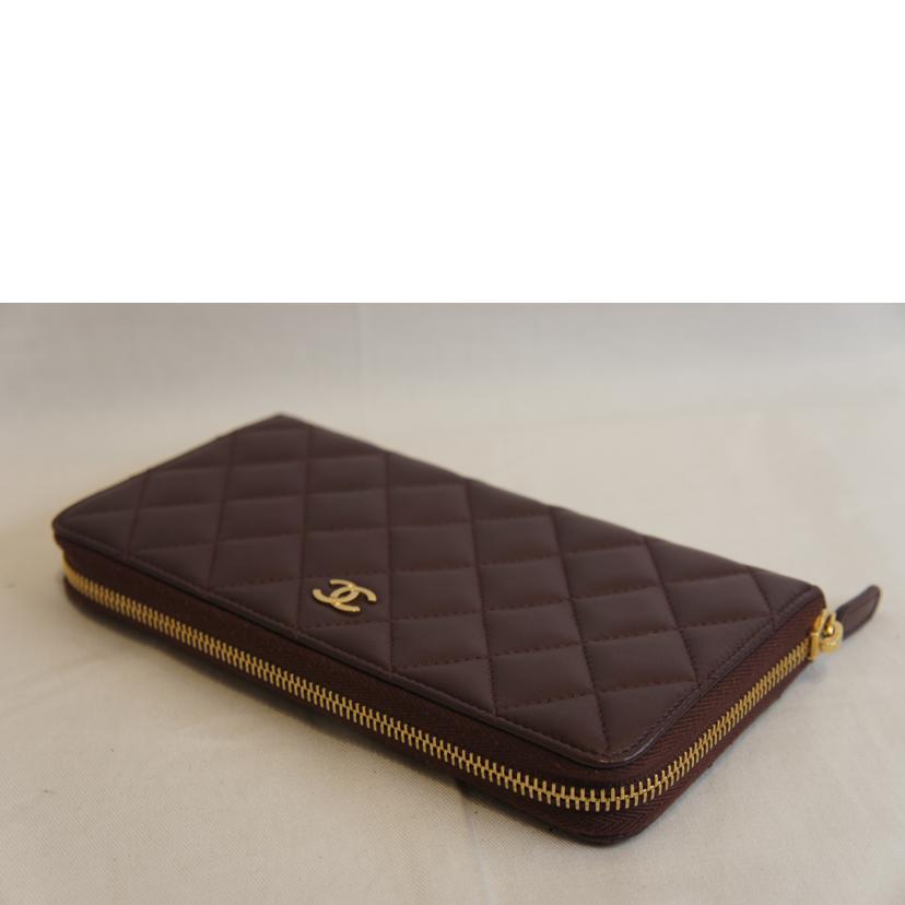 CHANEL シャネル/マトラッセラムスキンラウンドファスナーワインレッド//16788369/ABランク/92