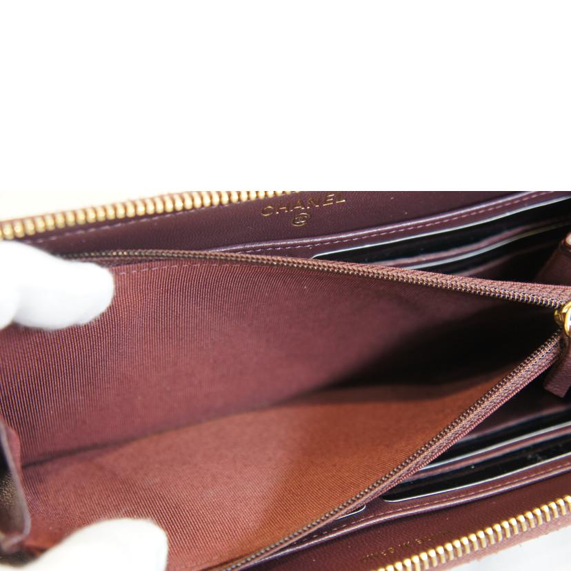 CHANEL シャネル/マトラッセラムスキンラウンドファスナーワインレッド//16788369/ABランク/92