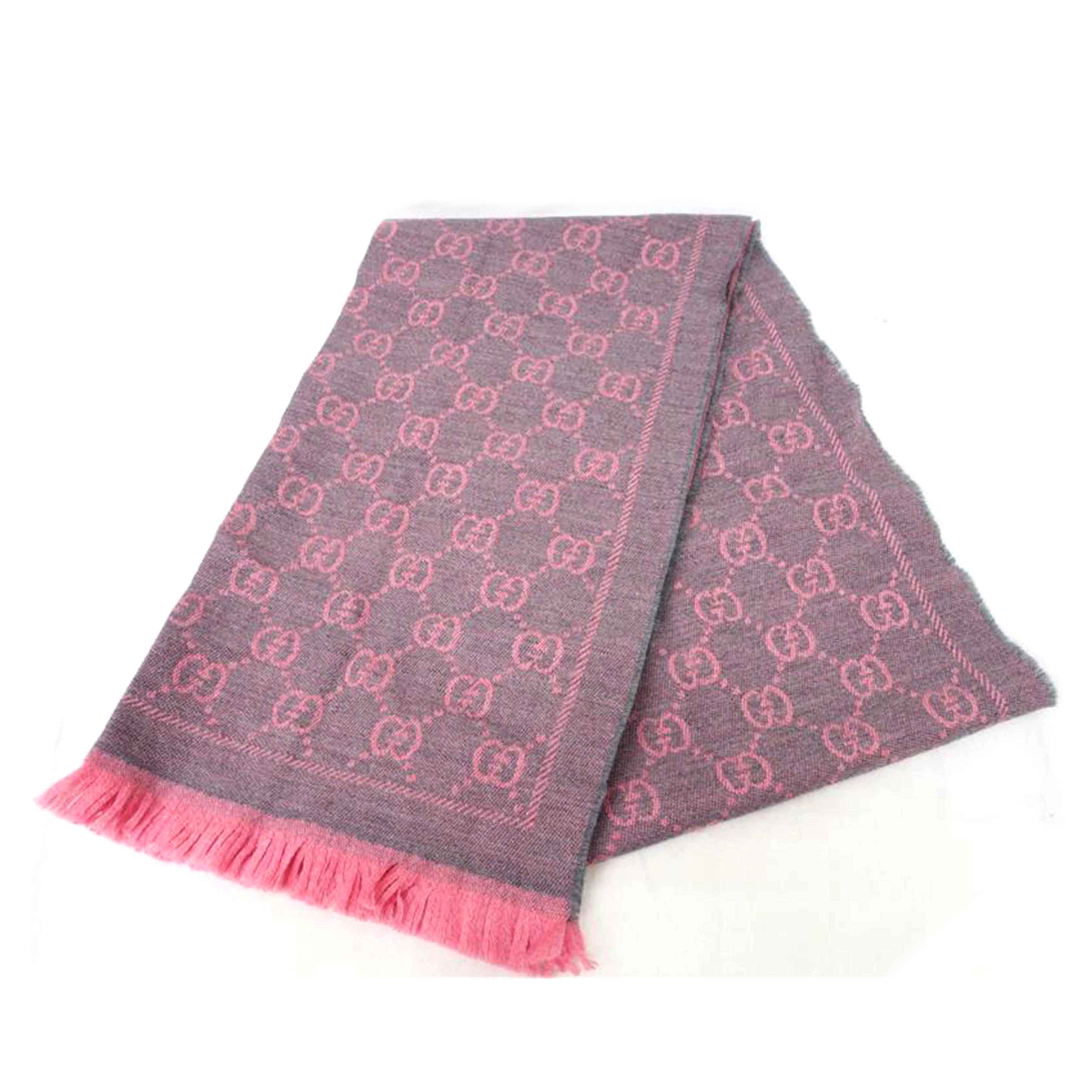 GUCCI グッチ/GG柄/ウールマフラー/ピンク×グレー//Bランク/78