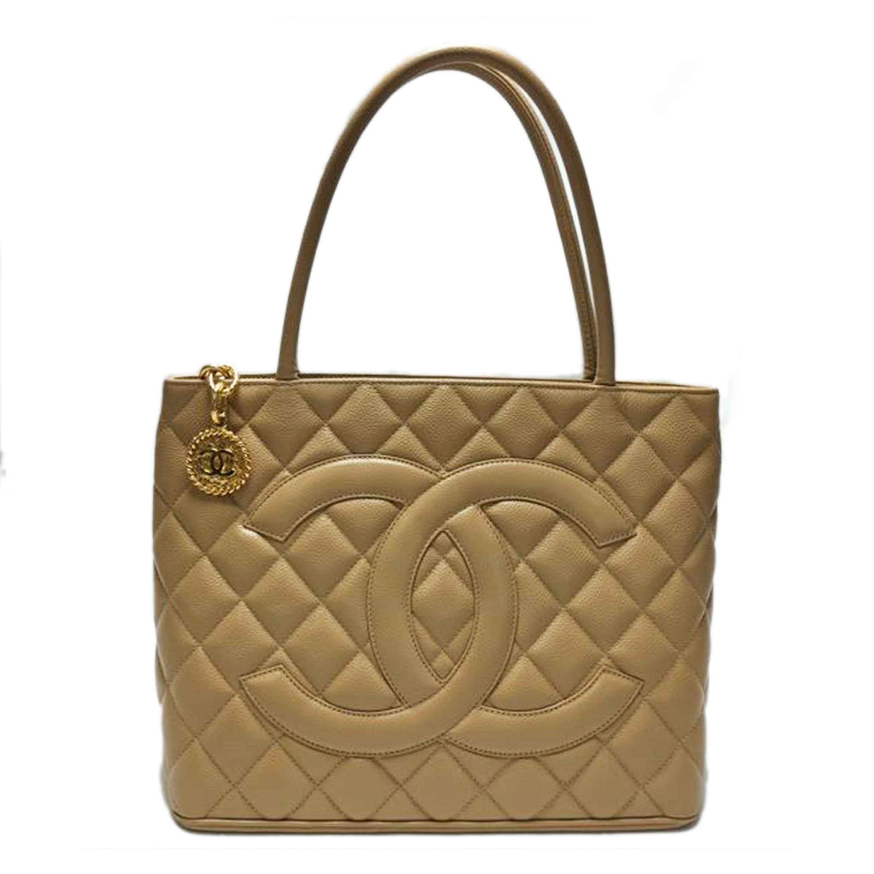 CHANEL シャネル/復刻トート キャビアスキン ゴールド金具 ベージュ//7603576/ABランク/52