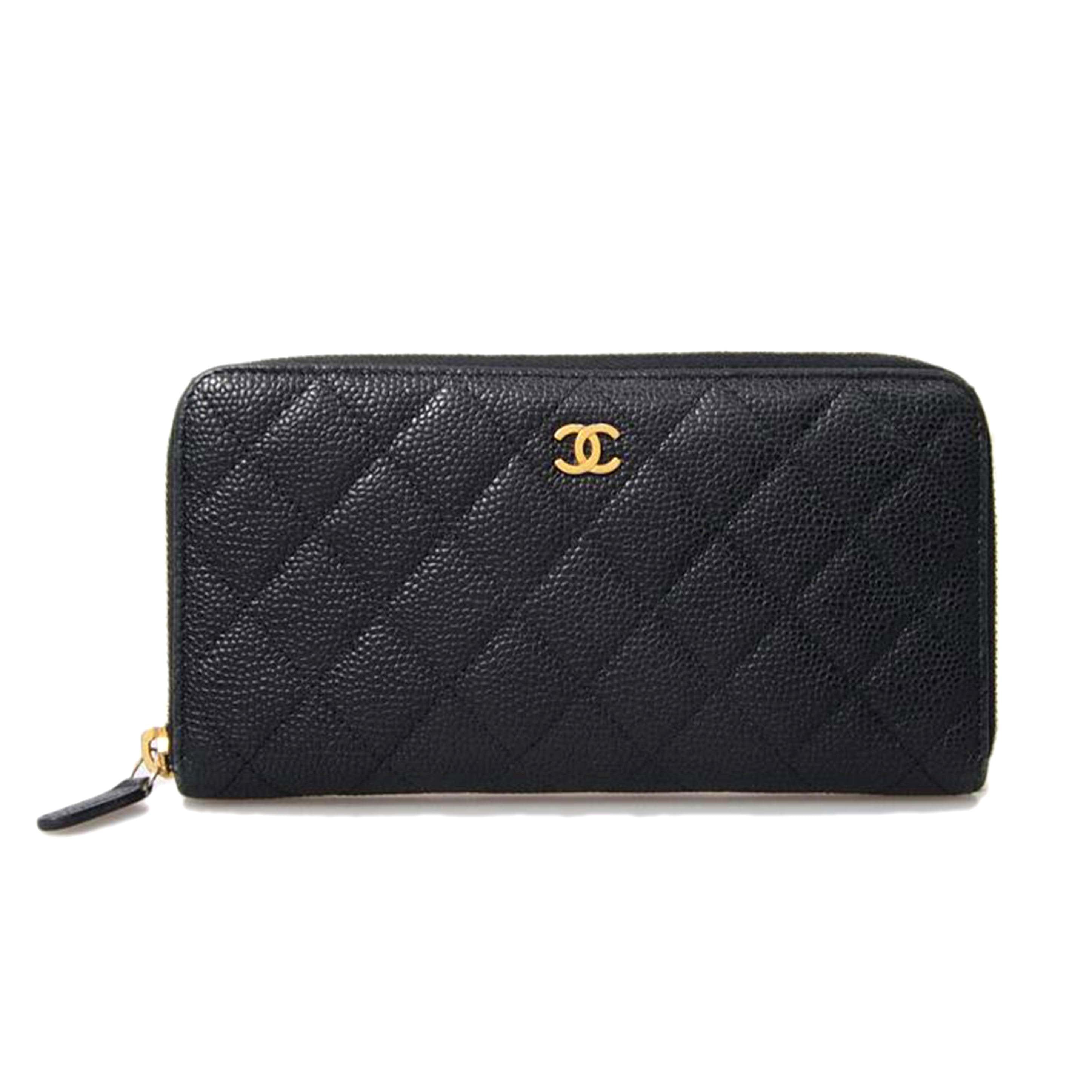 CHANEL シャネル/マトラッセキャビアスキンラウンドファスナー長財布/A50097//19154944/Bランク/76