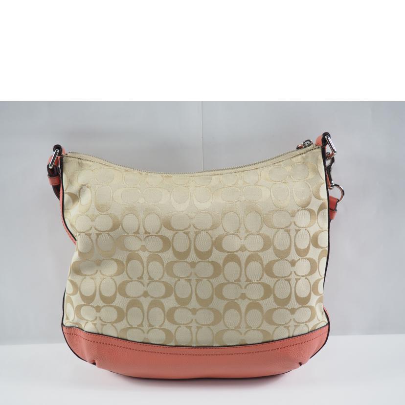COACH コーチ/シグネチャー ベージュ ピンク キャンバス レザー ダッフル/ F24032//Bランク/79
