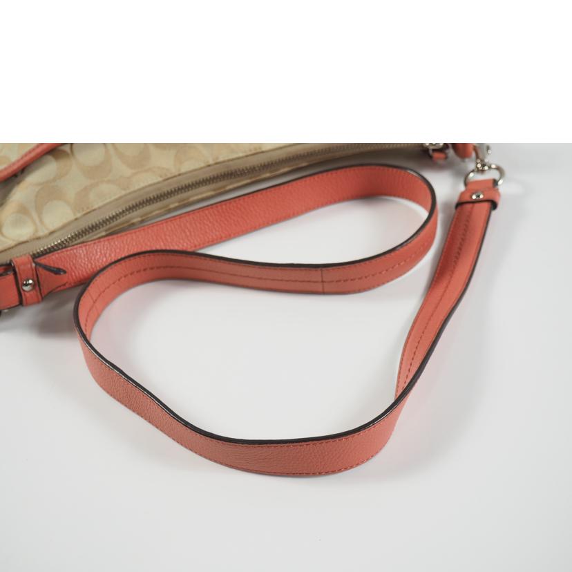 COACH コーチ/シグネチャー ベージュ ピンク キャンバス レザー ダッフル/ F24032//Bランク/79