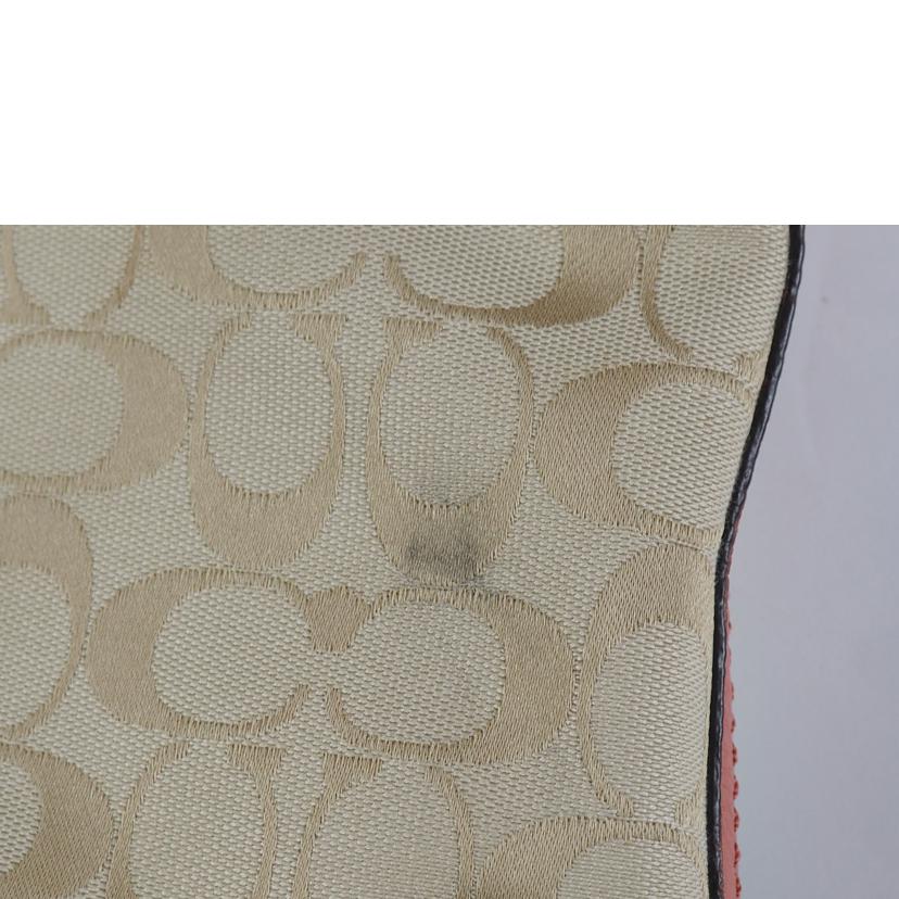 COACH コーチ/シグネチャー ベージュ ピンク キャンバス レザー ダッフル/ F24032//Bランク/79