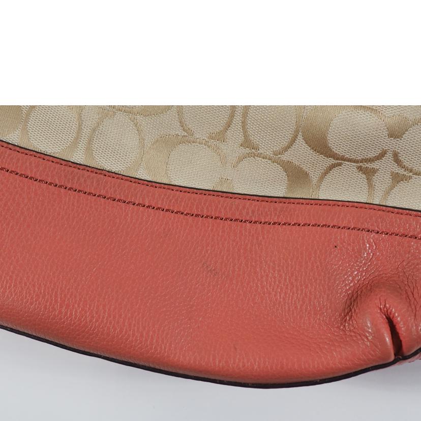 COACH コーチ/シグネチャー ベージュ ピンク キャンバス レザー ダッフル/ F24032//Bランク/79