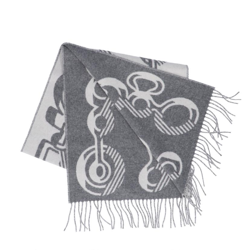 HERMES エルメス/ドレ バックル イヴォワール x グリフラネル カシミヤマフラー//SAランク/75