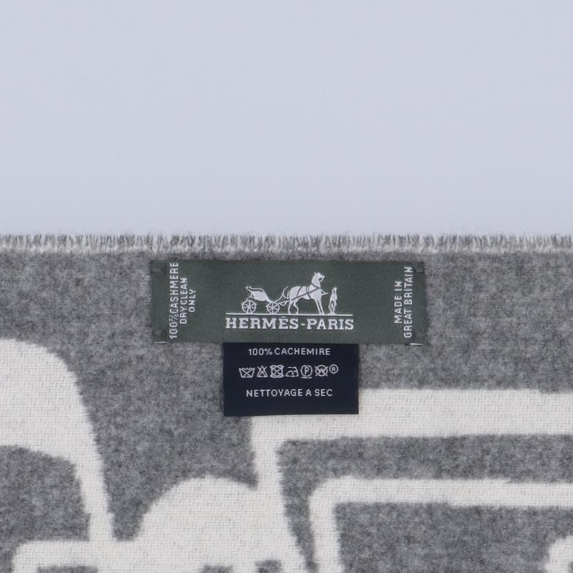 HERMES エルメス/ドレ バックル イヴォワール x グリフラネル カシミヤマフラー//SAランク/75
