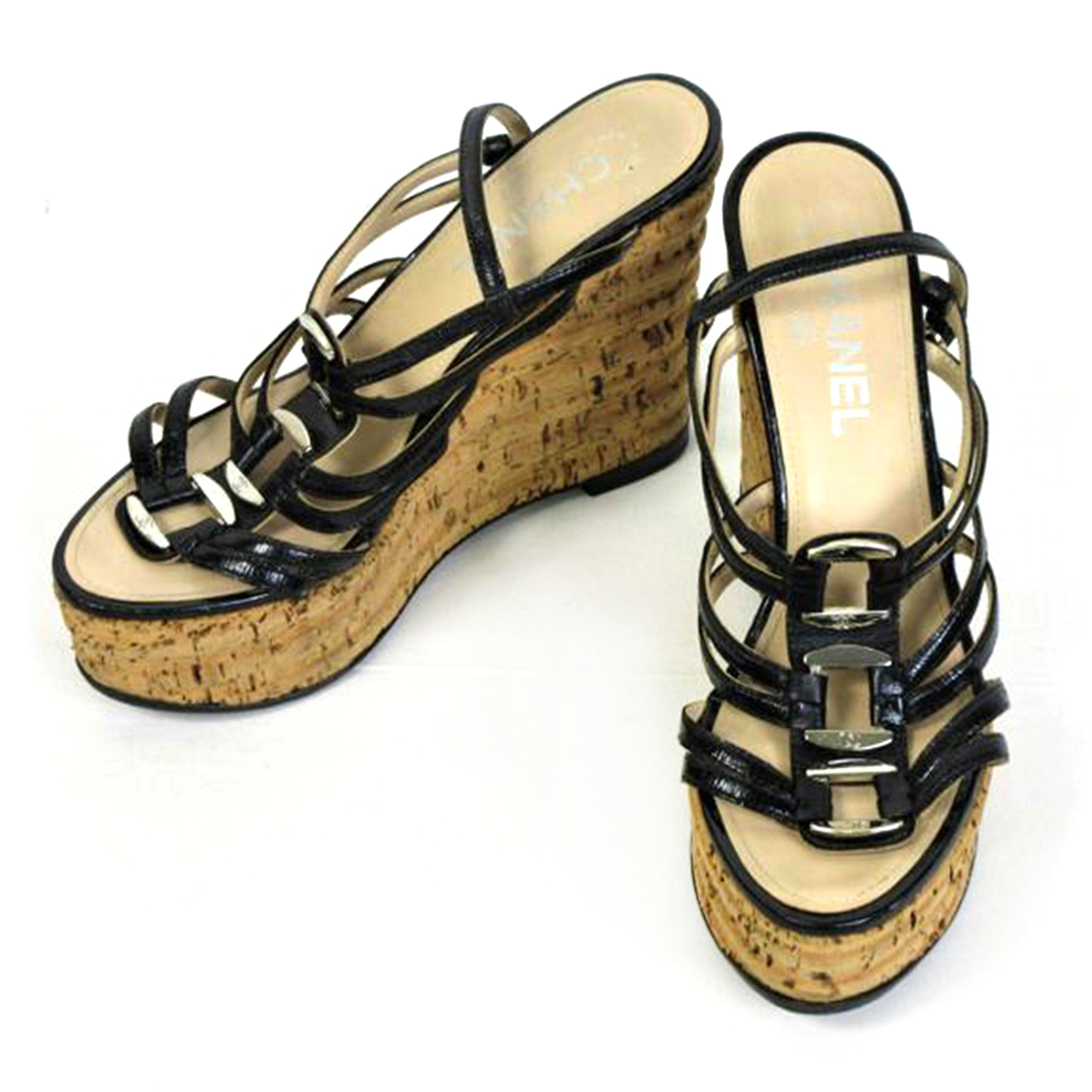 CHANEL シャネル/レザー×コルク レディースサンダル 約22.0cm//Bランク/70