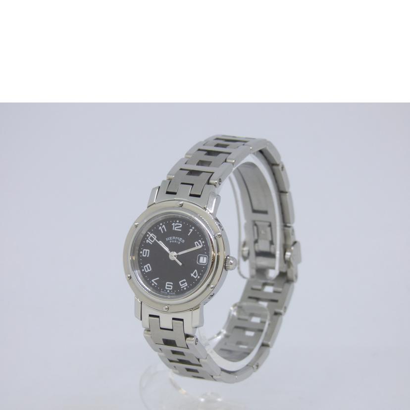 HERMES エルメス/クリッパー/QZ/黒文字盤/SS/CL4.210//242****/ABランク/64