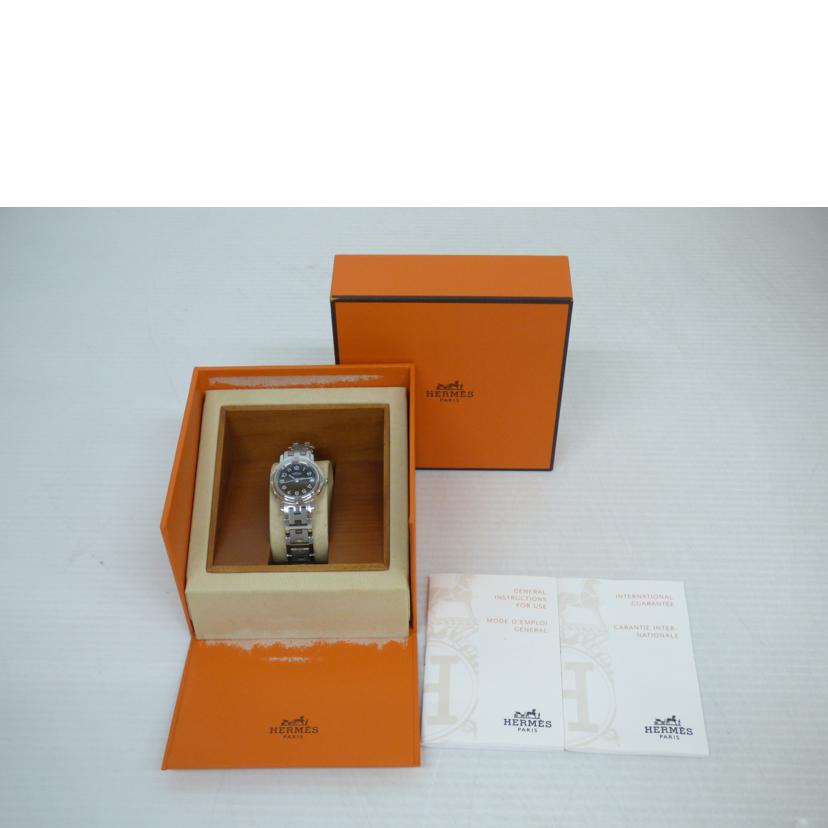 HERMES エルメス/クリッパー/QZ/黒文字盤/SS/CL4.210//242****/ABランク/64