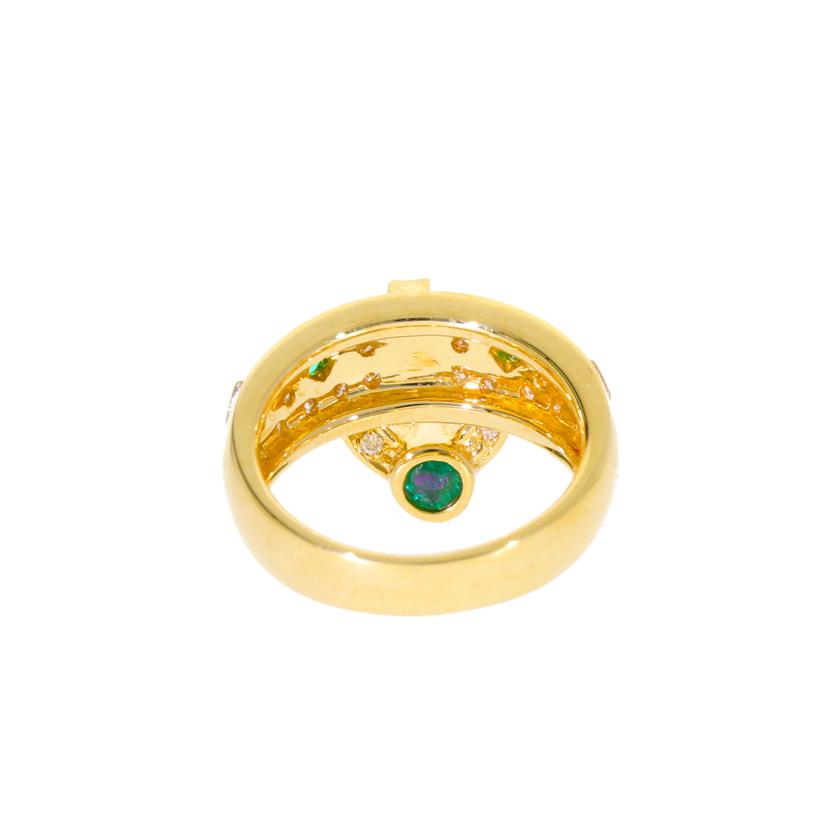 /K18ルビーエメラルドダイヤリングR0.22/E0.15/D0.36//Aランク/75