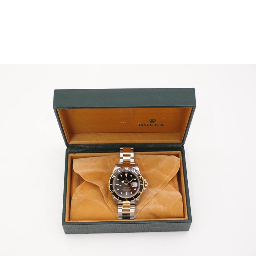 ROLEX ロレックス 腕時計 自動巻き メンズ 外装新品仕上済 L番 1988年頃製造 SS K18YG ブラック スポーツモデル/サブマリーナ・デイト・SS×YG/黒文字盤/L番/16613//L462409(1998)/SAランク/69