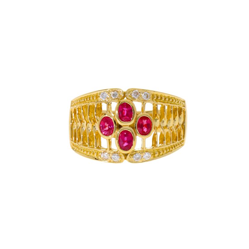 /K18ルビーダイヤリング0.54/D0.10ct//Aランク/75