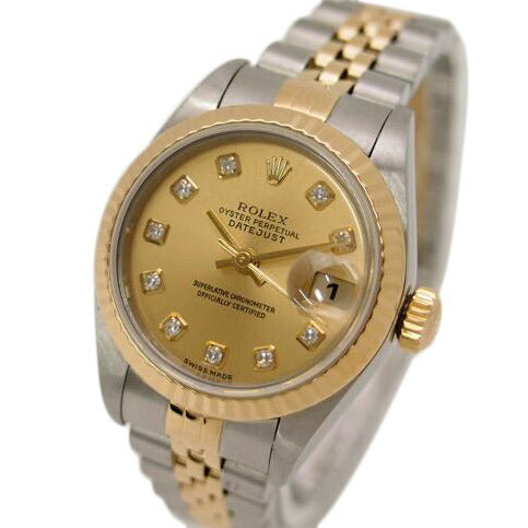 ROLEX ロレックス 腕時計 2002年頃製造 新品仕上済 ステンレス K18YG コンビ ダイヤモンド/デイトジャスト・レディース/10P新ダイヤ/Y番/79173G//Y891287(2002)/Aランク/69