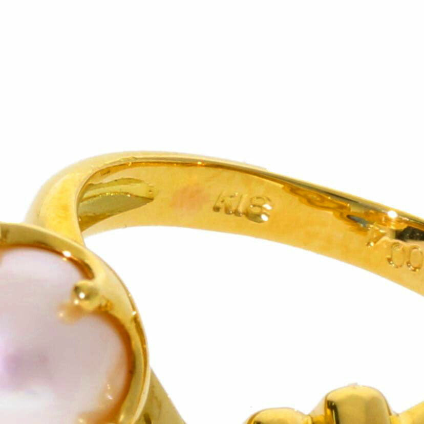 / K18パールサファイアダイヤリングS0.56/D0.04ct//Aランク/75