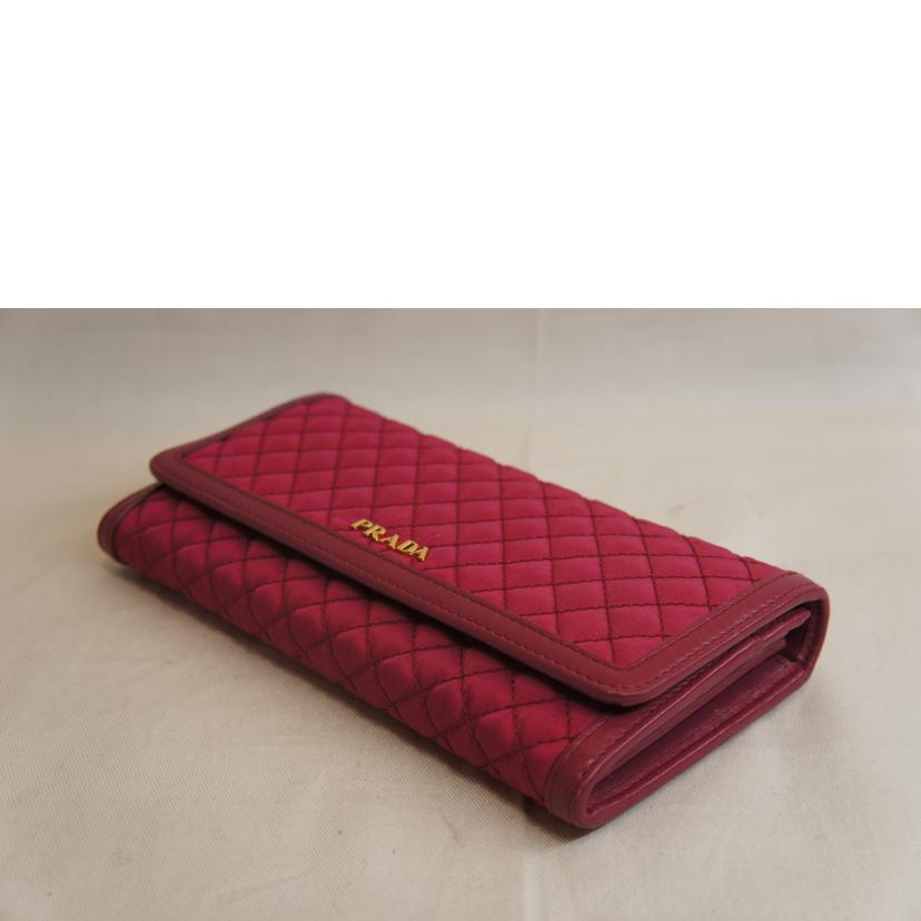 PRADA プラダ/キルティングロングウォレットピンク/1M1132//224/ABランク/92