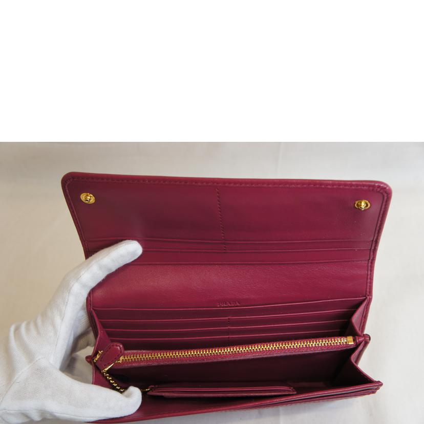 PRADA プラダ/キルティングロングウォレットピンク/1M1132//224/ABランク/92