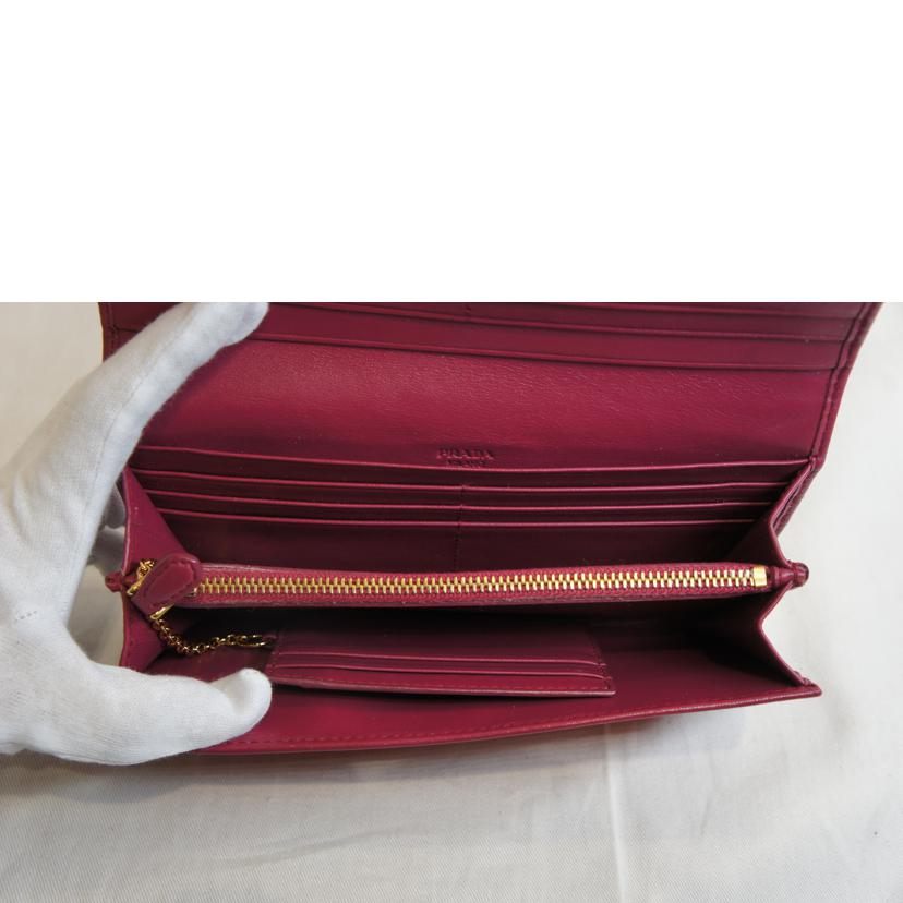 PRADA プラダ/キルティングロングウォレットピンク/1M1132//224/ABランク/92