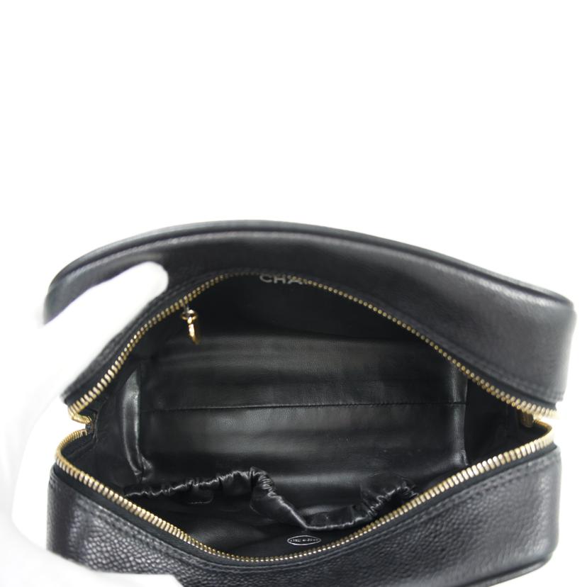 CHANEL シャネル/キャビアスキンコスメポーチ/黒//4259037/ABランク/75