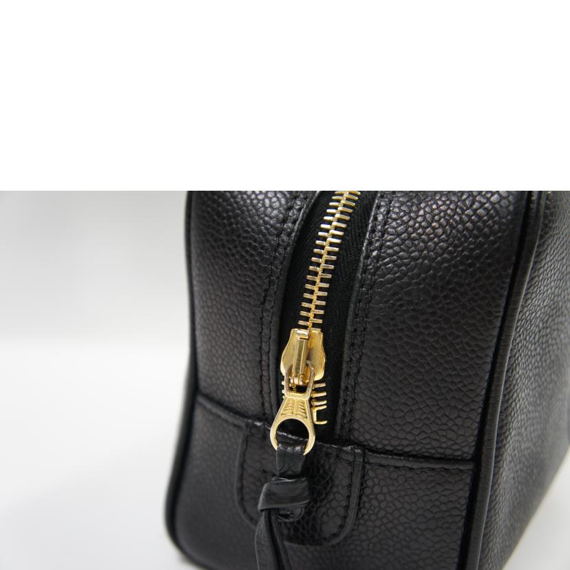 CHANEL シャネル/キャビアスキンコスメポーチ/黒//4259037/ABランク/75