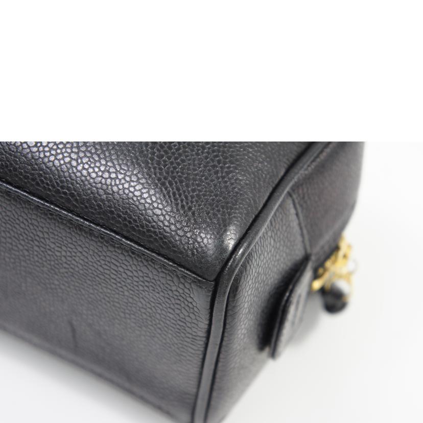 CHANEL シャネル/キャビアスキンコスメポーチ/黒//4259037/ABランク/75