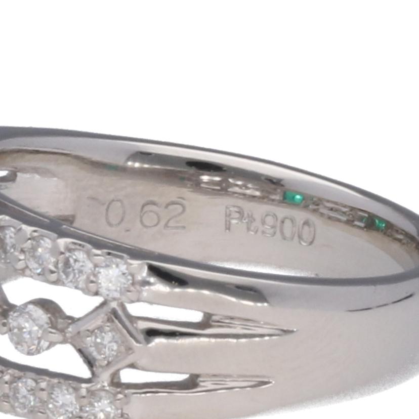 PT900エメラルドダイヤリングE0.62/D0.36ct//Aランク/75