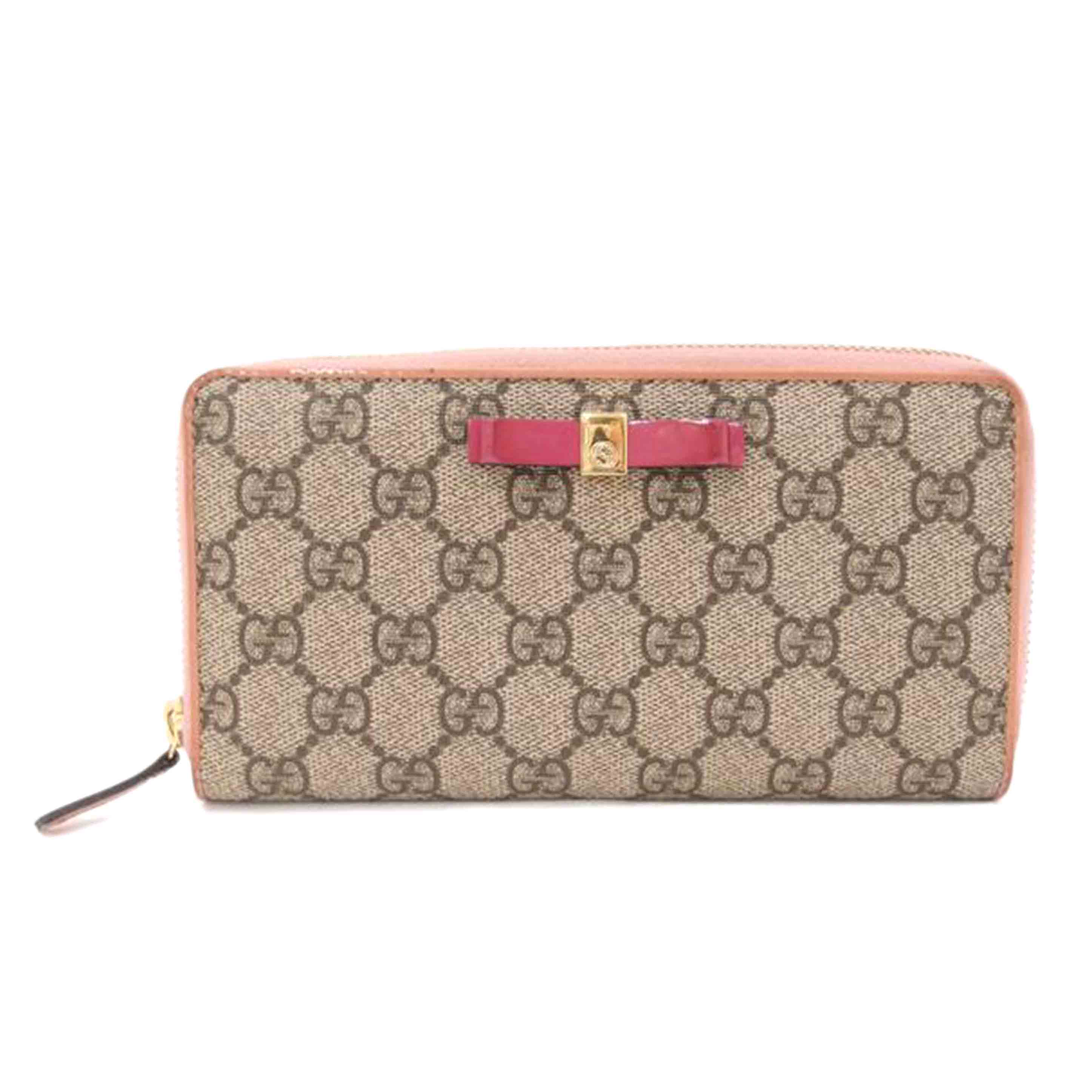 GUCCI グッチ リボン レディース/GGスプリームラウンドファスナー長財布/ピンク/388680//209*/ABランク/69