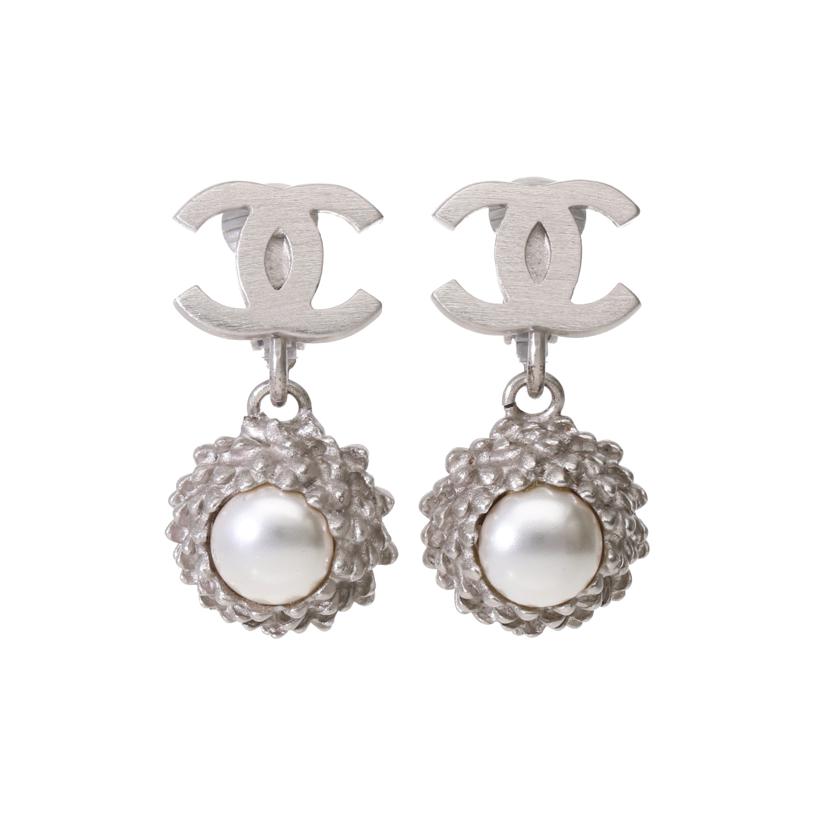 CHANEL シャネル/ココマークフェイクパールイヤリング/シルバー//ABランク/75