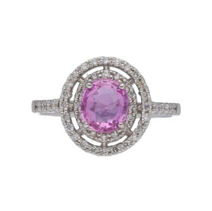 ◎ Pt900ピンクサファイアダイヤリング1.14/D0.31ct//Aランク/75